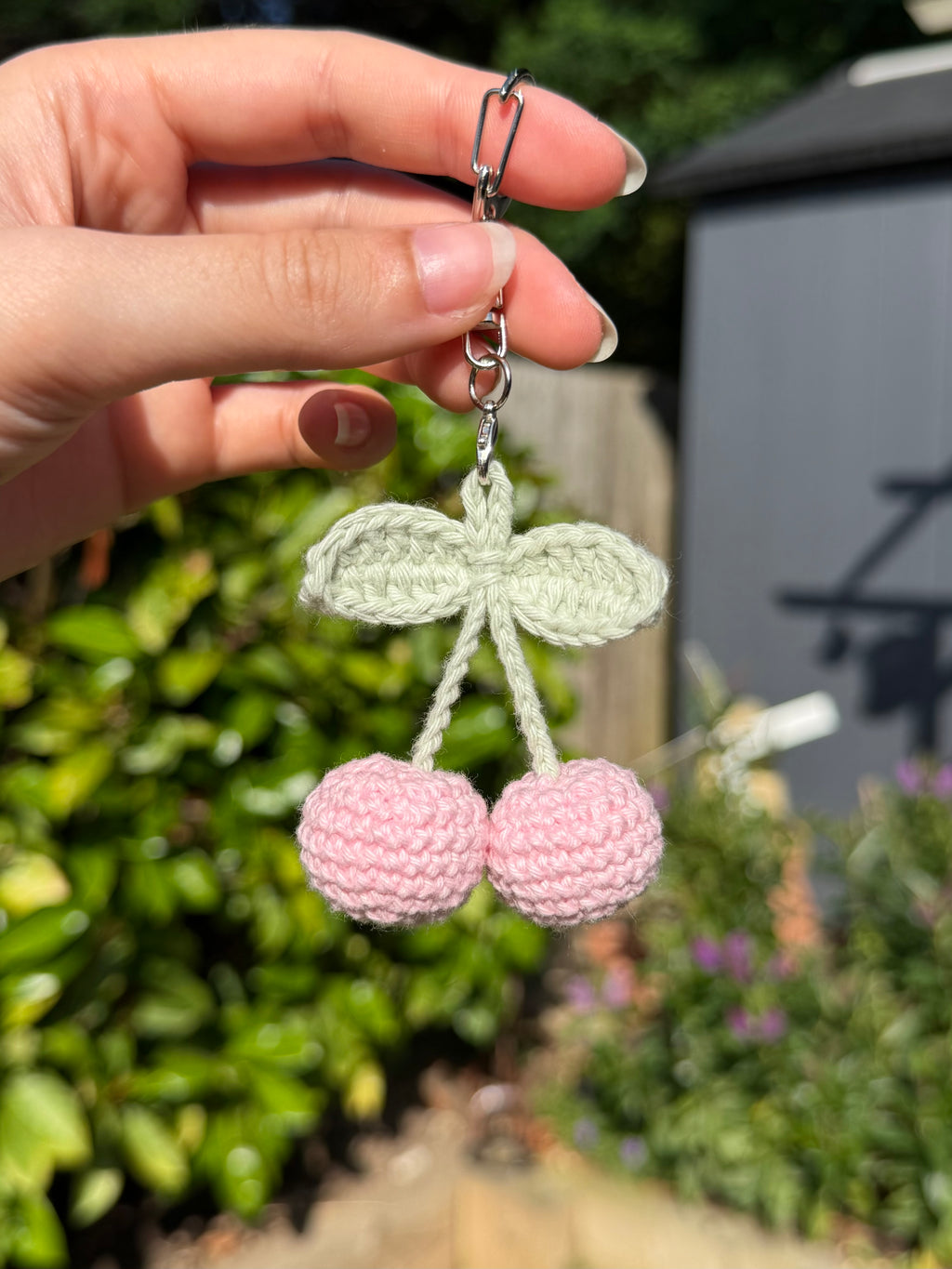 Crochet Cherry Charm Keyring