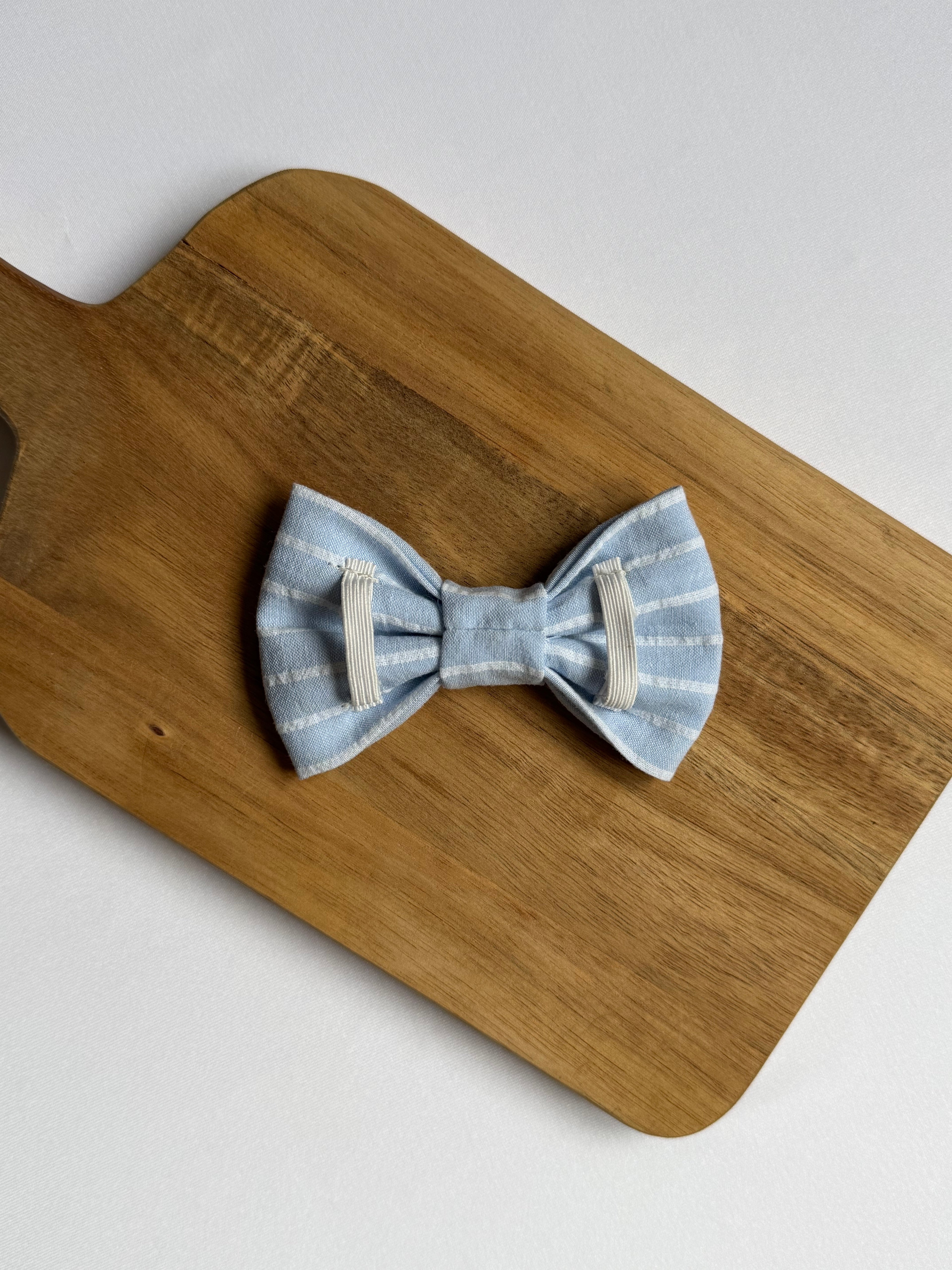 Set of Two | Sky Blue Striped Dog Bow & Scrunchie