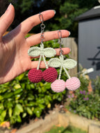 Crochet Cherry Charm Keyring