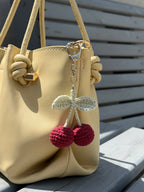Crochet Cherry Charm Keyring
