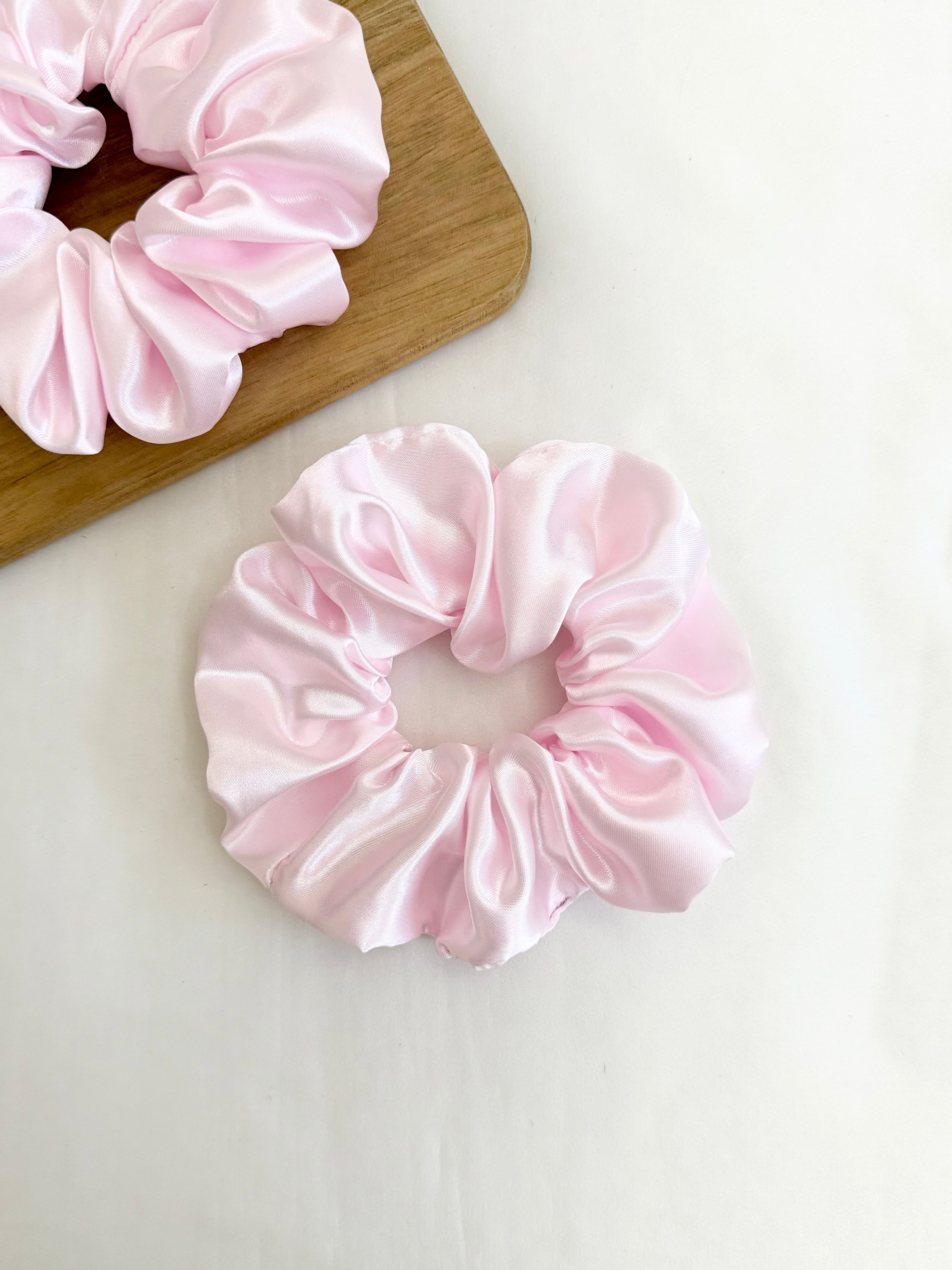 Pink Champagne Satin Scrunchie