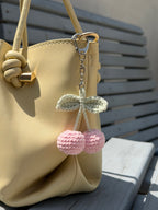 Crochet Cherry Charm Keyring