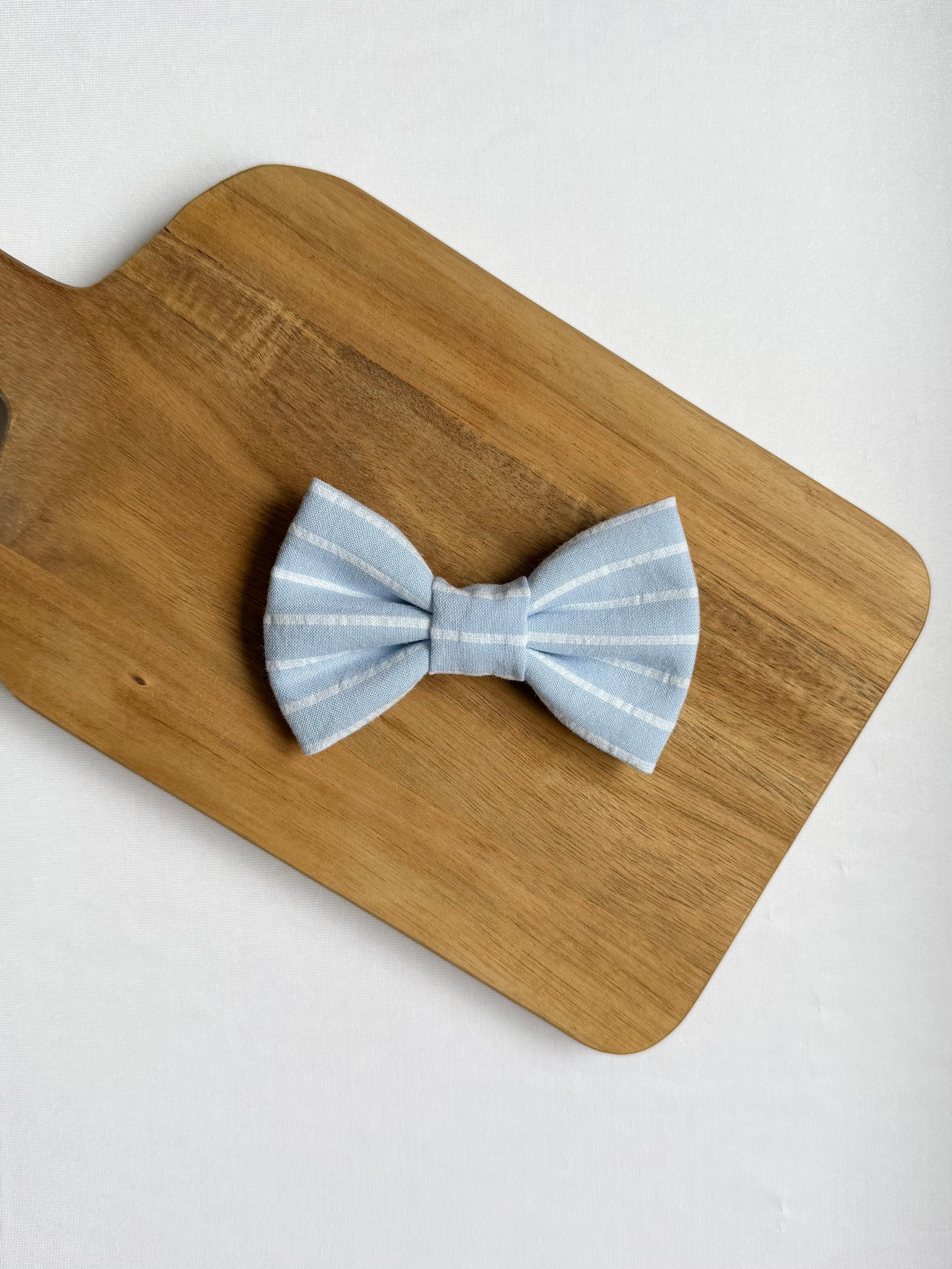Set of Two | Sky Blue Striped Dog Bow & Scrunchie