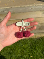 Crochet Cherry Charm Keyring