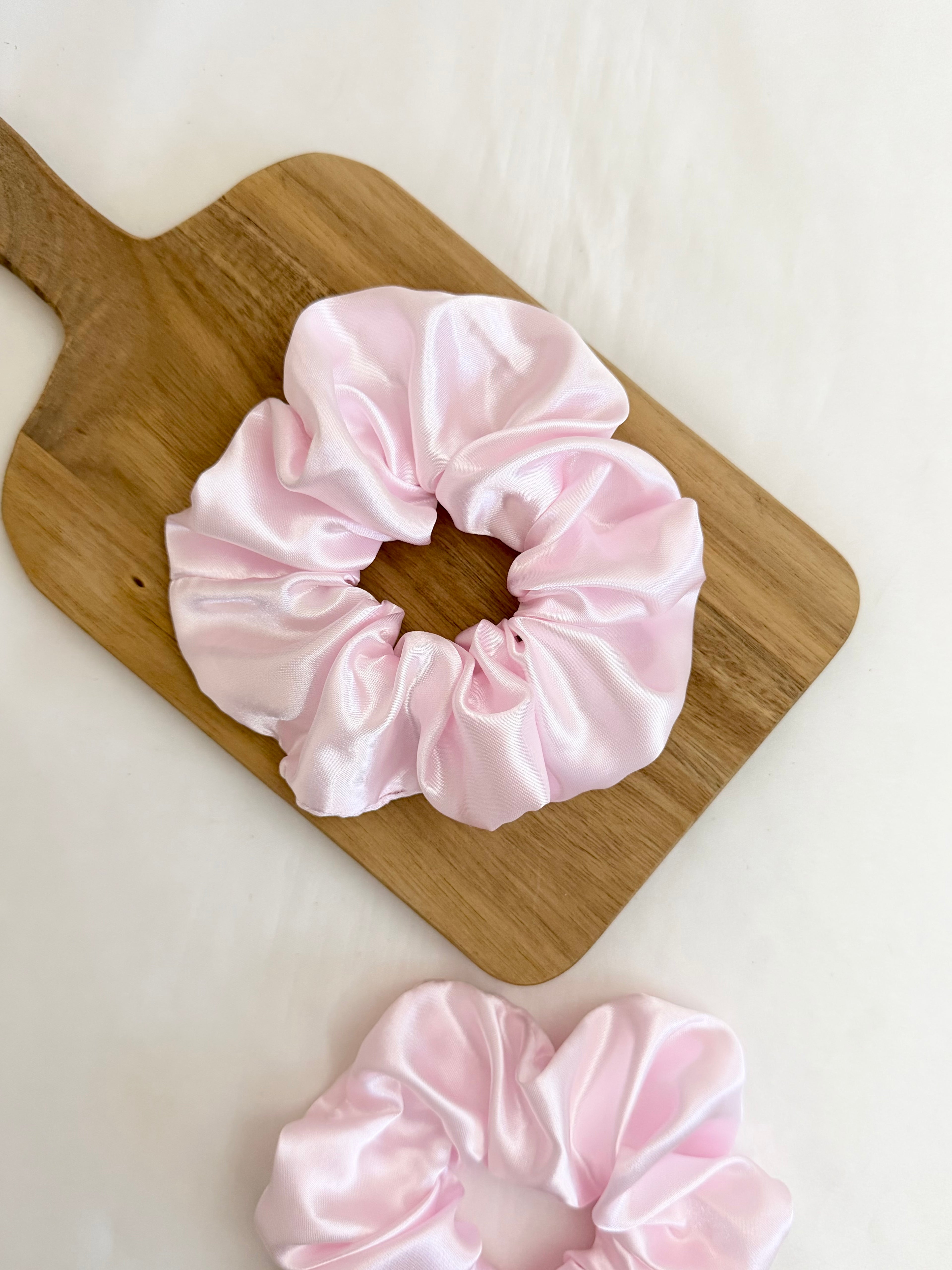 Pink Champagne Satin Scrunchie