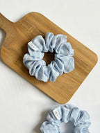 Set of Two | Sky Blue Striped Dog Bow & Scrunchie