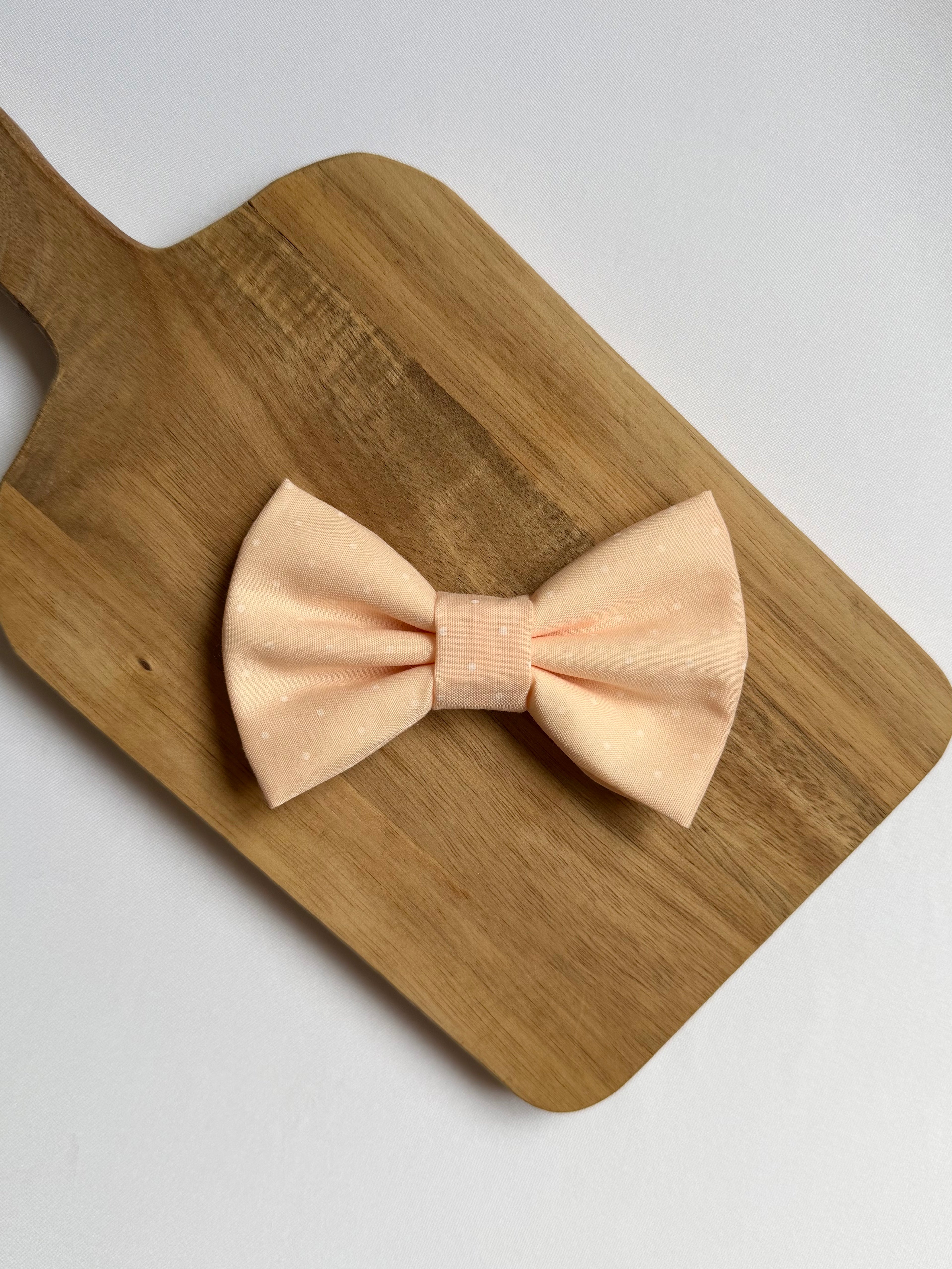 Peachy Polka Dot Dog Bow