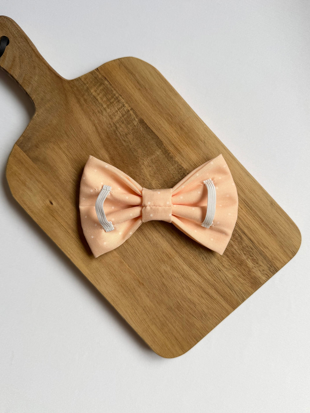 Peachy Polka Dot Dog Bow