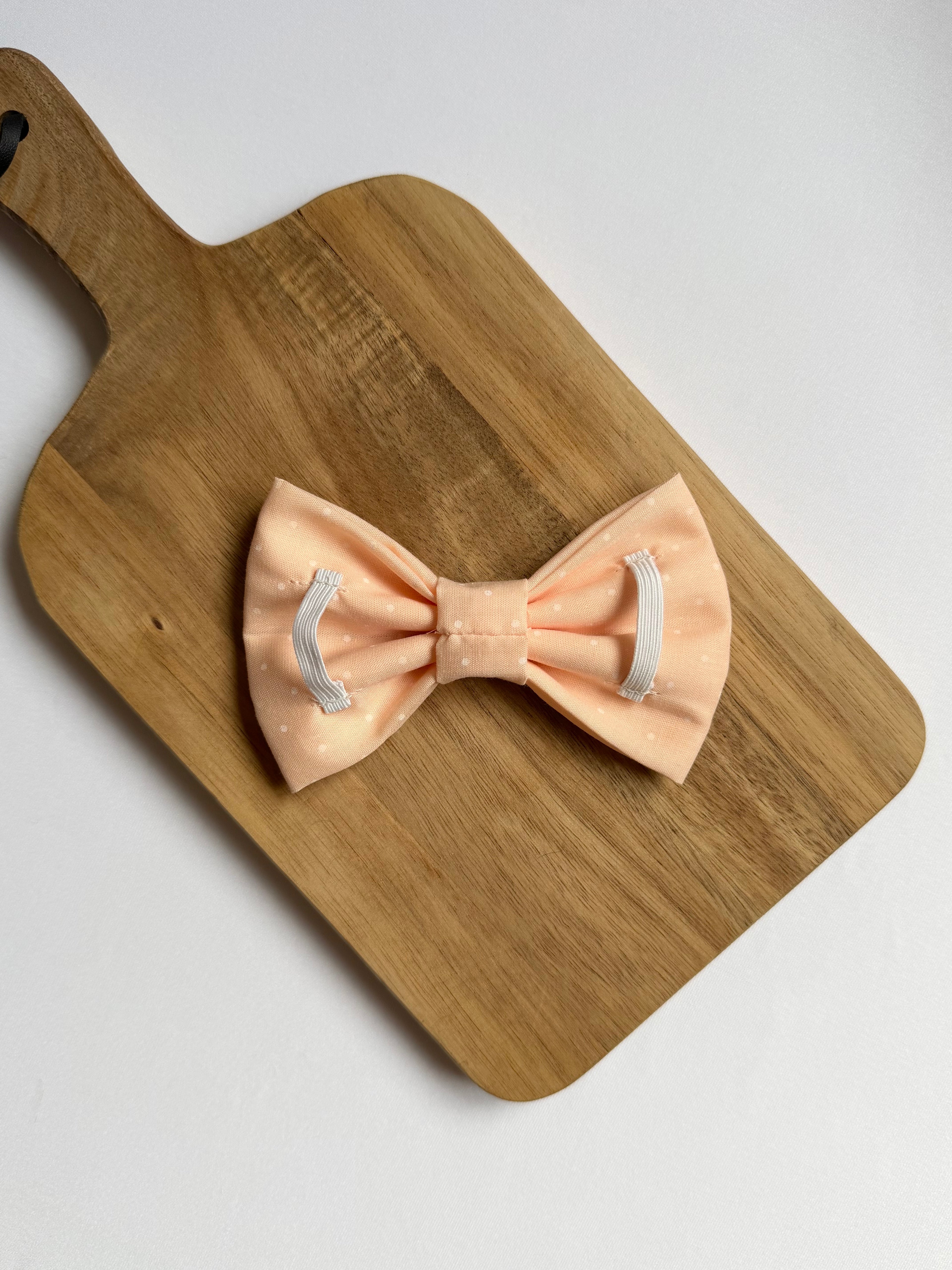 Peachy Polka Dot Dog Bow
