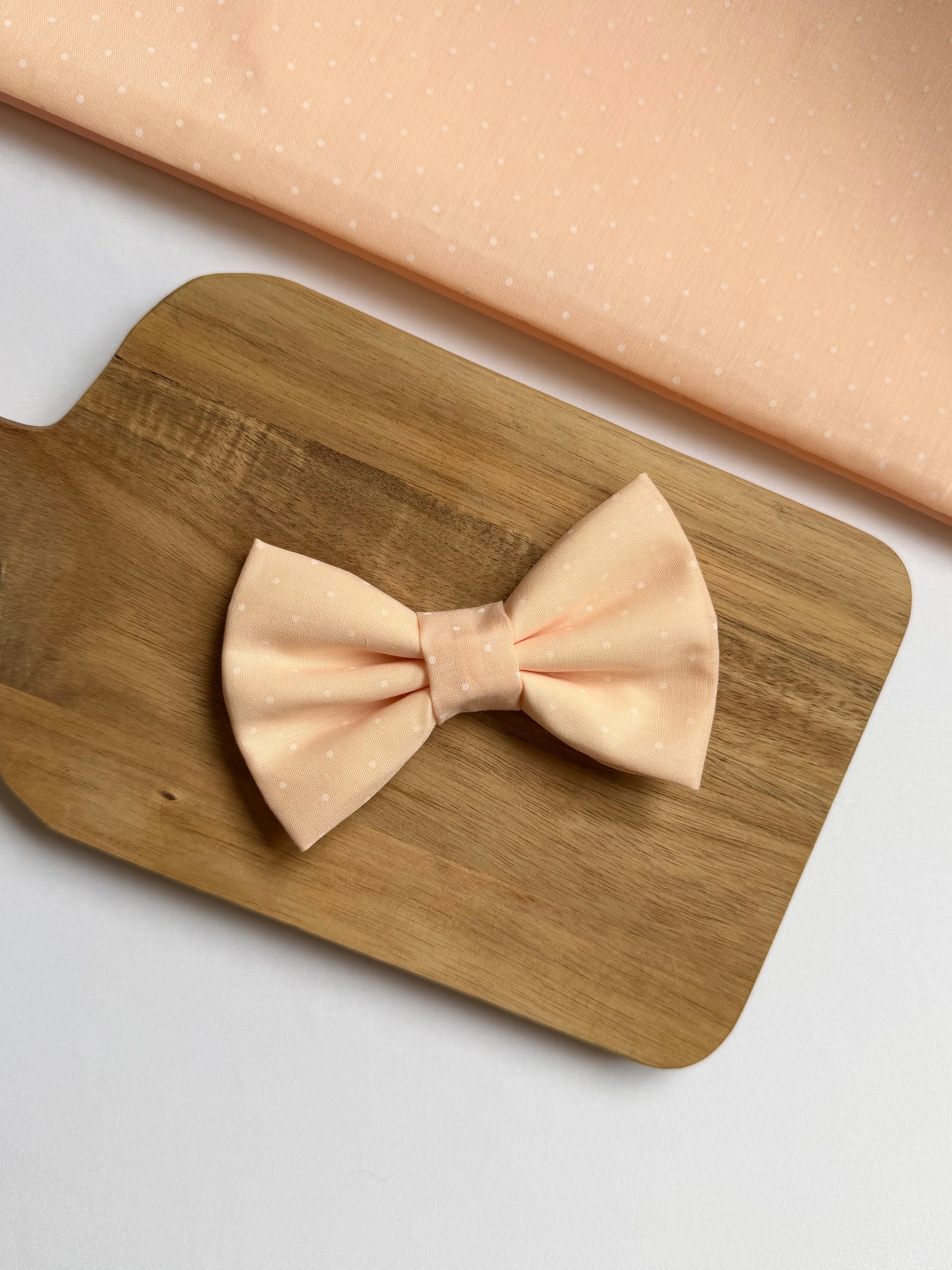 Peachy Polka Dot Dog Bow