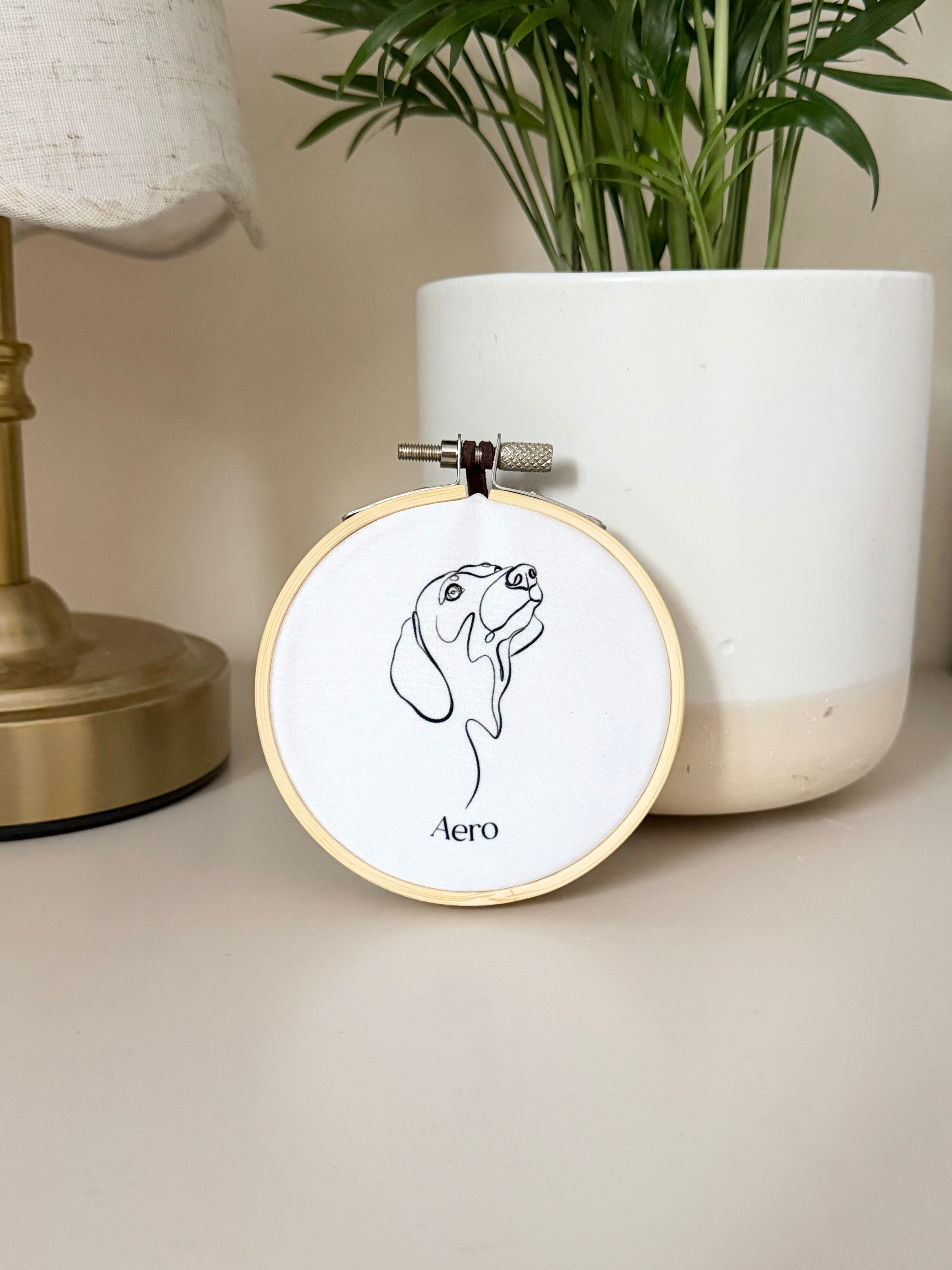 Mini Custom Pet Illustration Hoop | Minimalist Wall Art