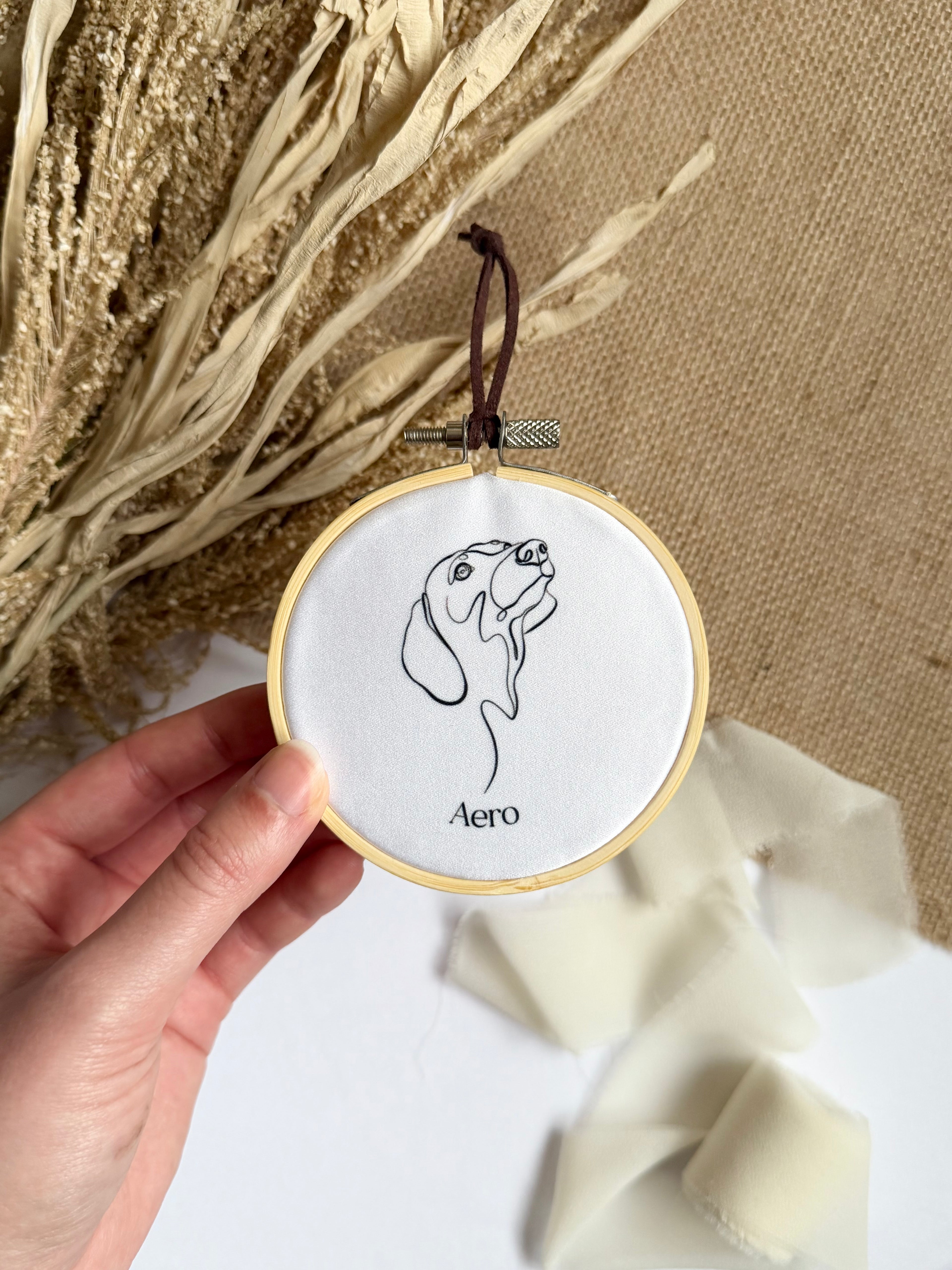 Mini Custom Pet Illustration Hoop | Minimalist Wall Art