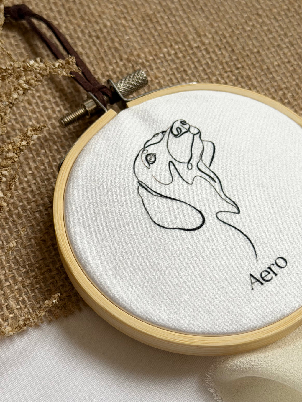 Mini Custom Pet Illustration Hoop | Minimalist Wall Art