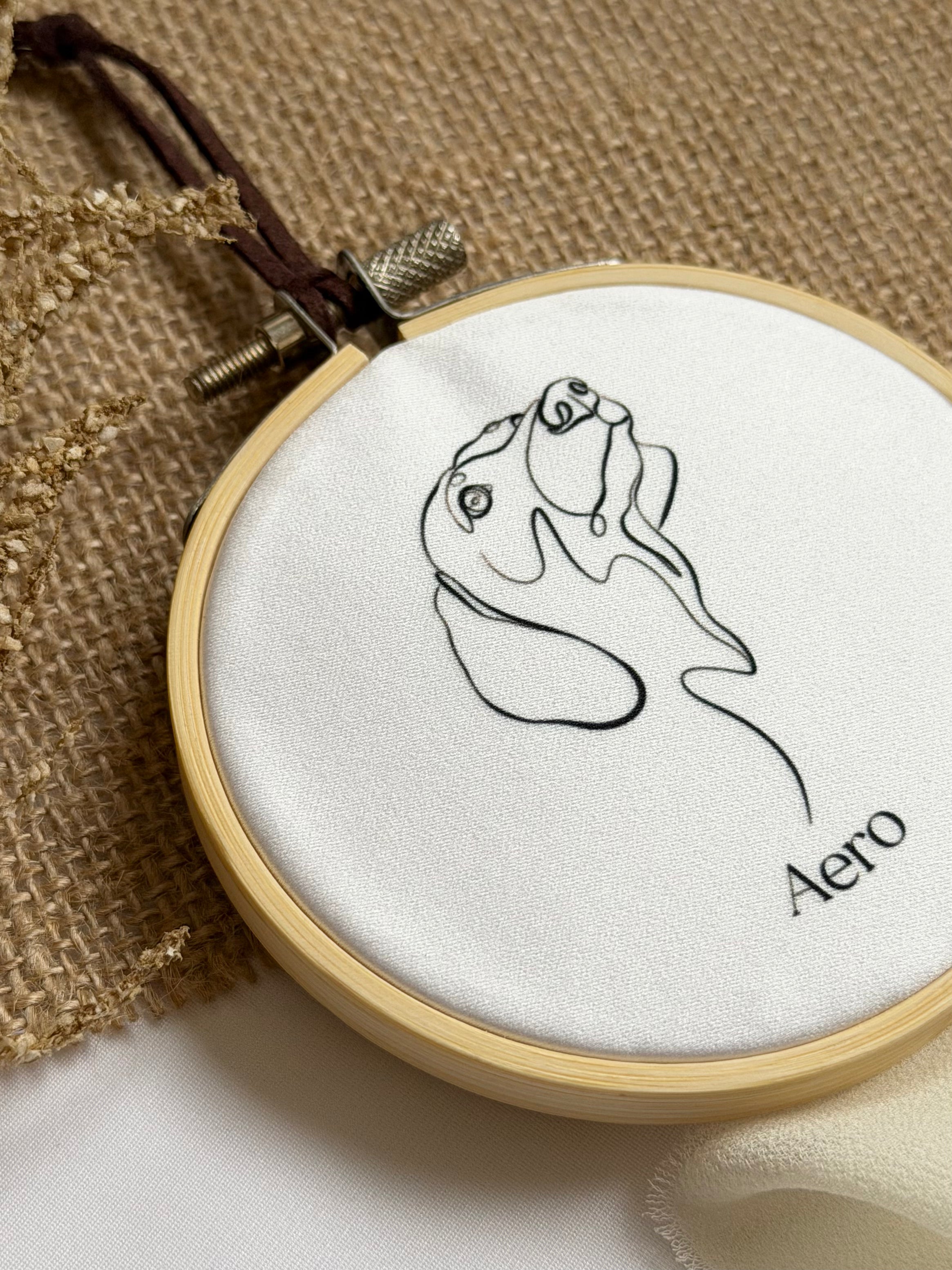 Mini Custom Pet Illustration Hoop | Minimalist Wall Art