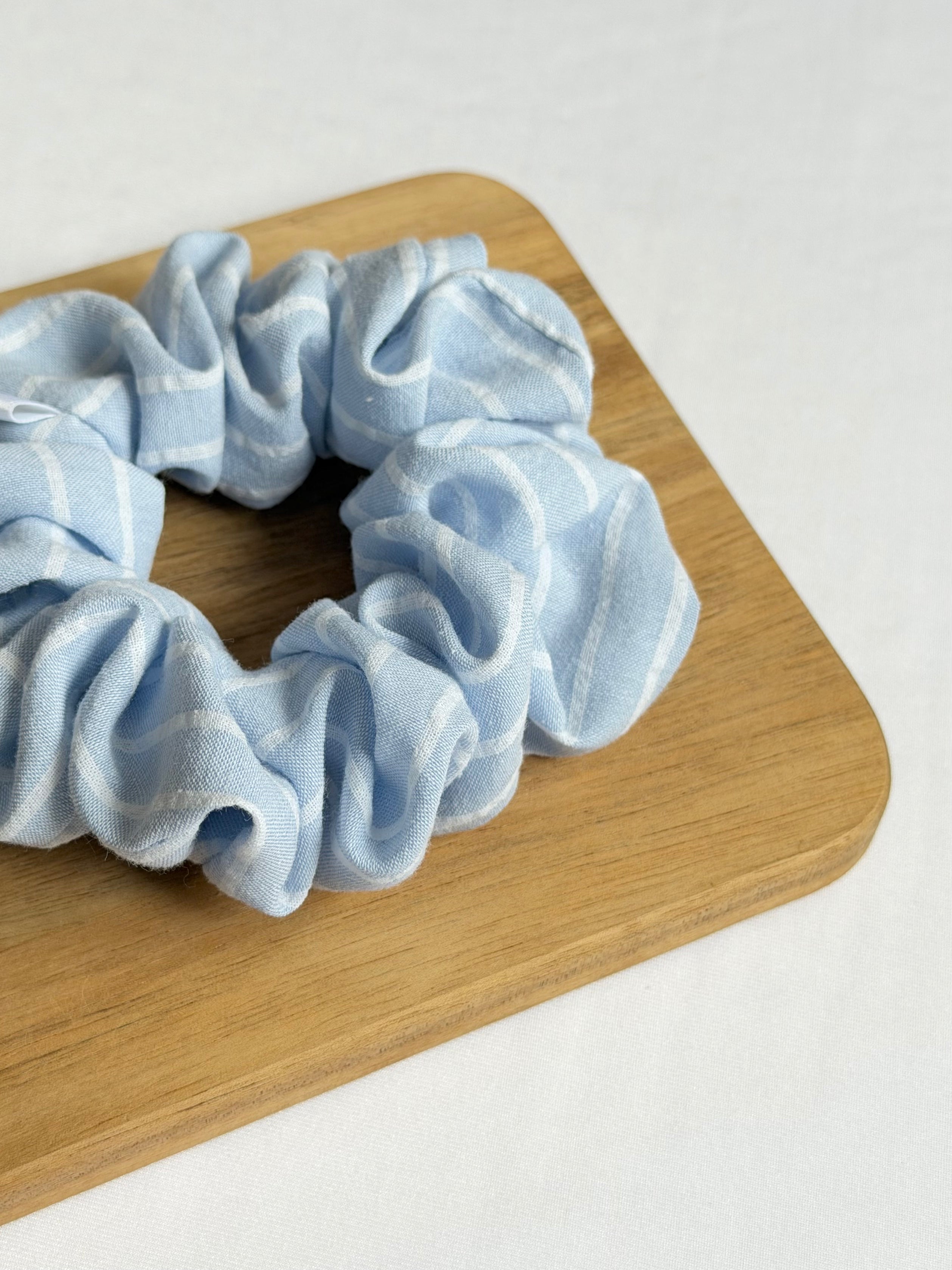 Set of Two | Sky Blue Striped Dog Bow & Scrunchie