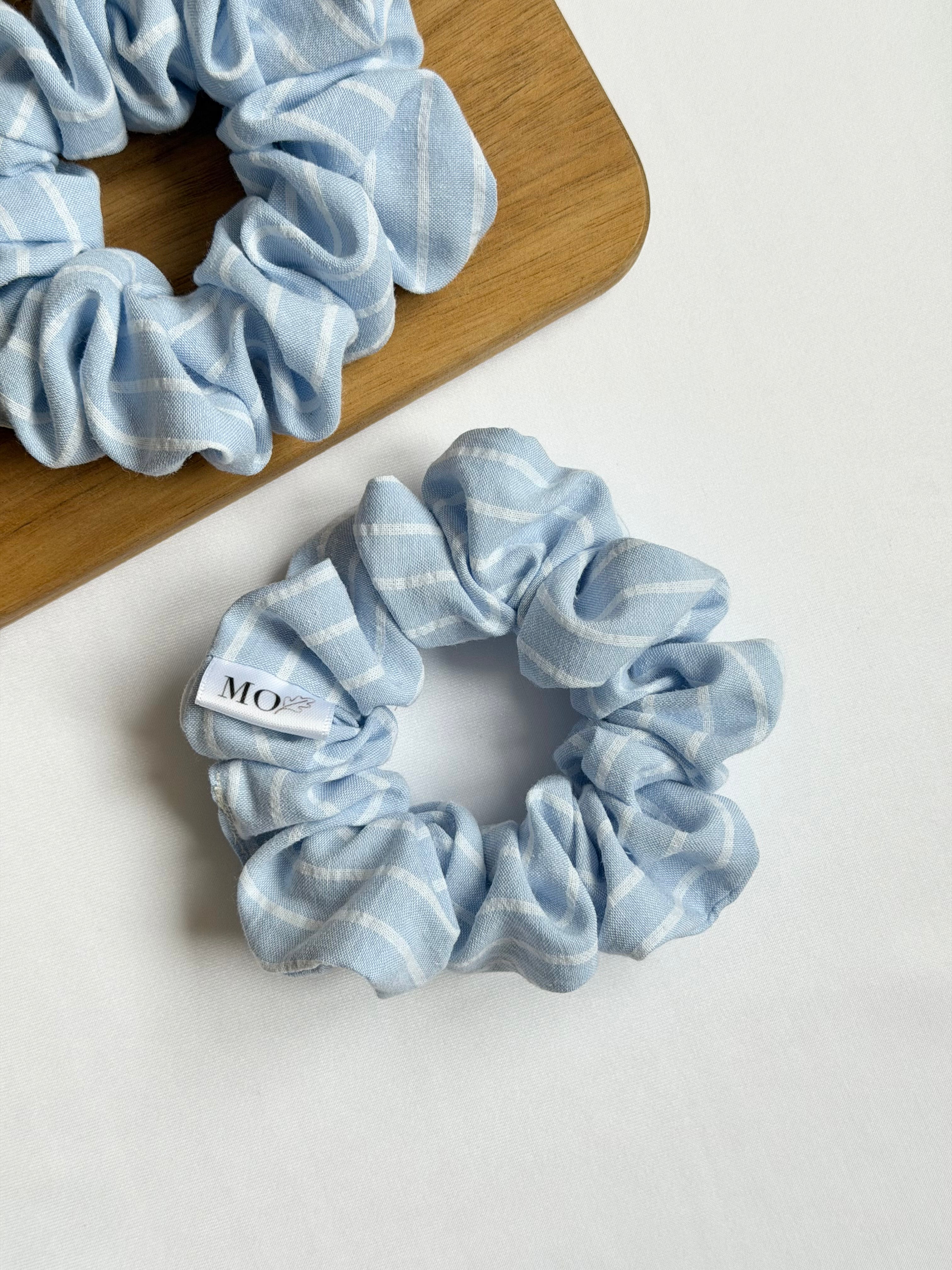 Sky Blue Striped Scrunchie