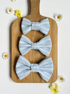 Sky Blue Striped Dog Bow
