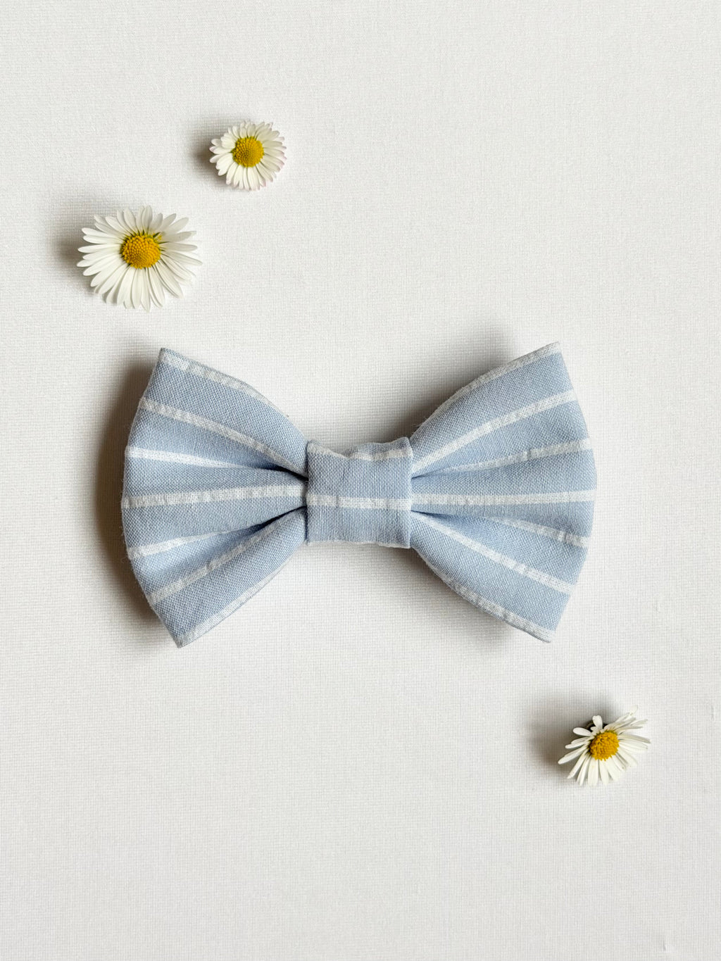 Sky Blue Striped Dog Bow