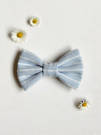 Sky Blue Striped Dog Bow