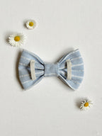 Sky Blue Striped Dog Bow