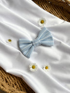 Sky Blue Striped Dog Bow